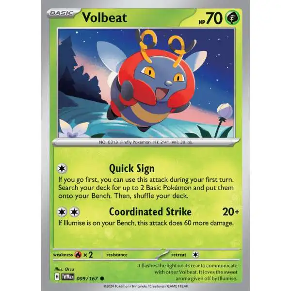 Pokemon Trading Card Game Twilight Masquerade Common Volbeat #9