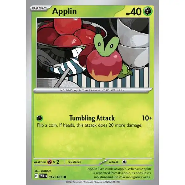 Pokemon Trading Card Game Twilight Masquerade Common Applin #17