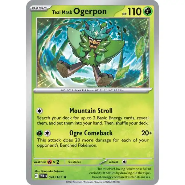 Pokemon Trading Card Game Scarlet & Violet Twilight Masquerade Rare Teal Mask Ogerpon #24