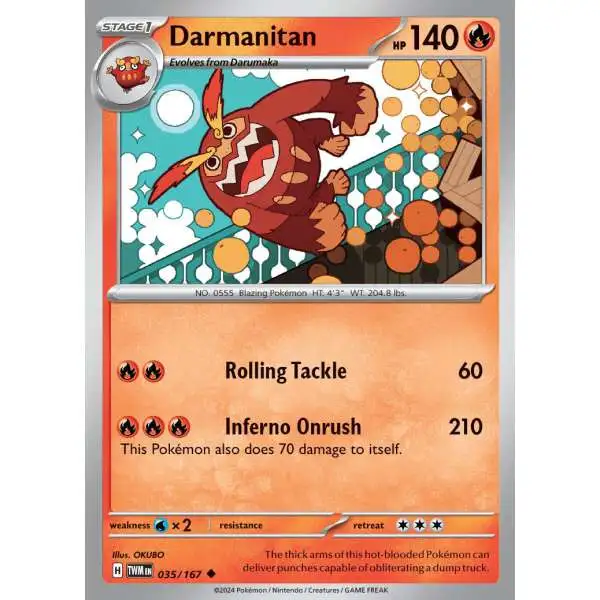 Pokemon Trading Card Game Scarlet & Violet Twilight Masquerade Uncommon Darmanitan #35