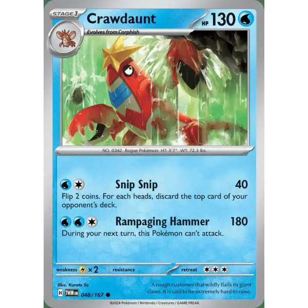 Pokemon Trading Card Game Twilight Masquerade Common Crawdaunt #48