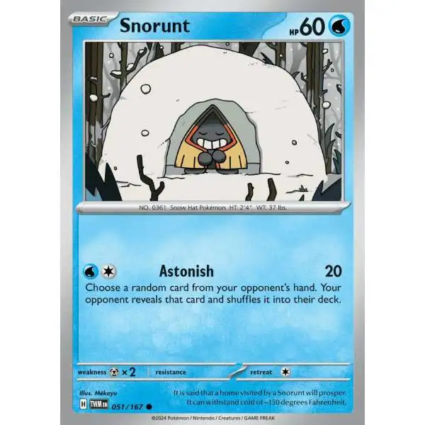 Pokemon Trading Card Game Scarlet & Violet Twilight Masquerade Common Snorunt #51