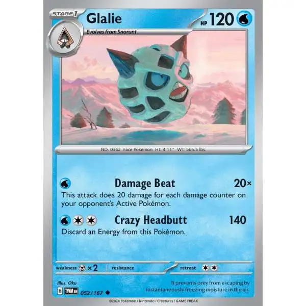 Pokemon Trading Card Game Scarlet & Violet Twilight Masquerade Uncommon Glalie #52