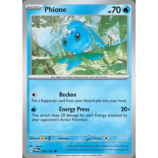 Pokemon Trading Card Game Scarlet & Violet Twilight Masquerade Common Phione #55