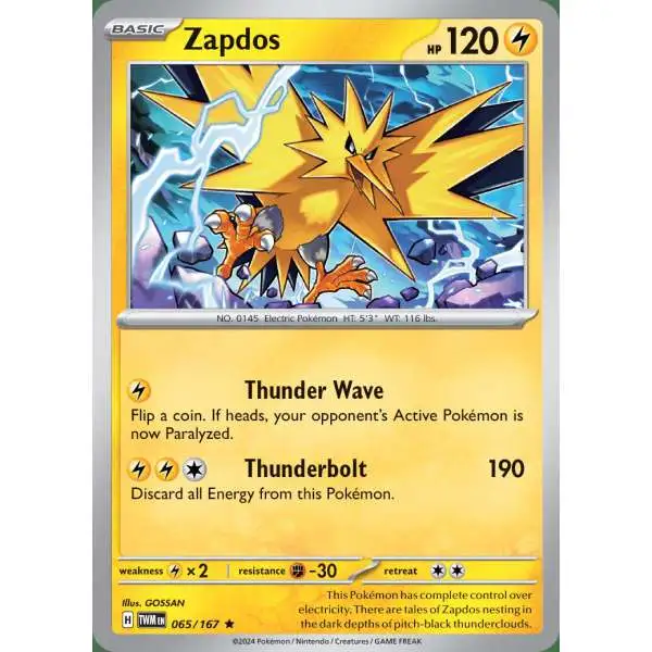 Pokemon Trading Card Game Twilight Masquerade Rare Zapdos #65