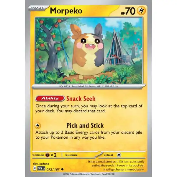 Pokemon Trading Card Game Scarlet & Violet Twilight Masquerade Uncommon Morpeko #72