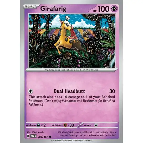 Pokemon Trading Card Game Twilight Masquerade Common Girafarig #83