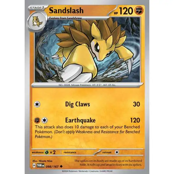 Pokemon Trading Card Game Twilight Masquerade Uncommon Sandslash #98