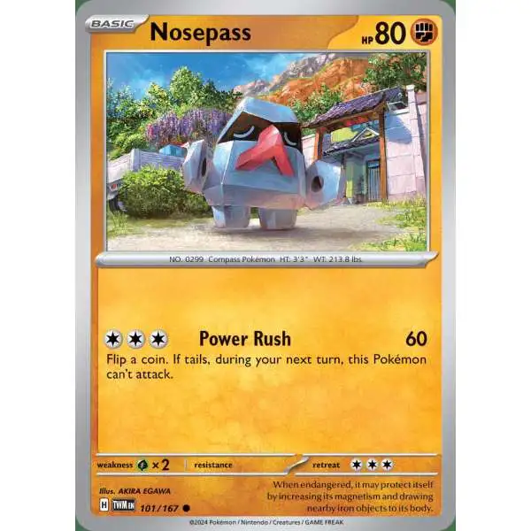 Pokemon Trading Card Game Twilight Masquerade Common Nosepass #101