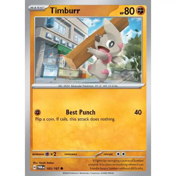 Pokemon Trading Card Game Twilight Masquerade Common Timburr #103