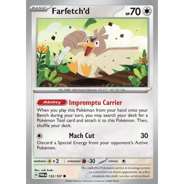 Pokemon Trading Card Game Scarlet & Violet Twilight Masquerade Common Farfetch'd #132