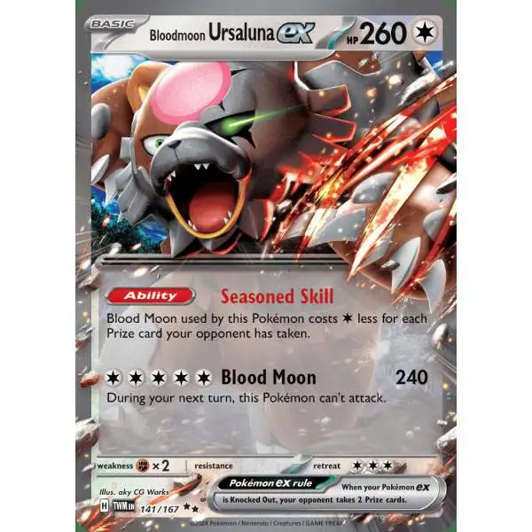 Pokemon Trading Card Game Scarlet & Violet Twilight Masquerade Double Rare Bloodmoon Ursaluna ex #141