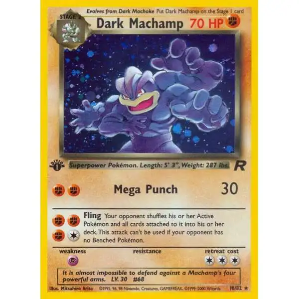 Pokemon Team Rocket Holo Rare Dark Machamp #10 [1st Edition] [Moderately Played]