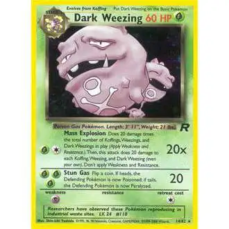 Pokemon Team Rocket Holo Rare Dark Weezing #14 [Damaged]