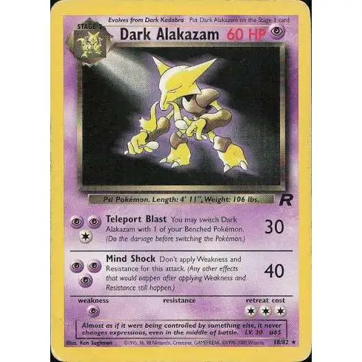 Pokemon Team Rocket Rare Dark Alakazam #18