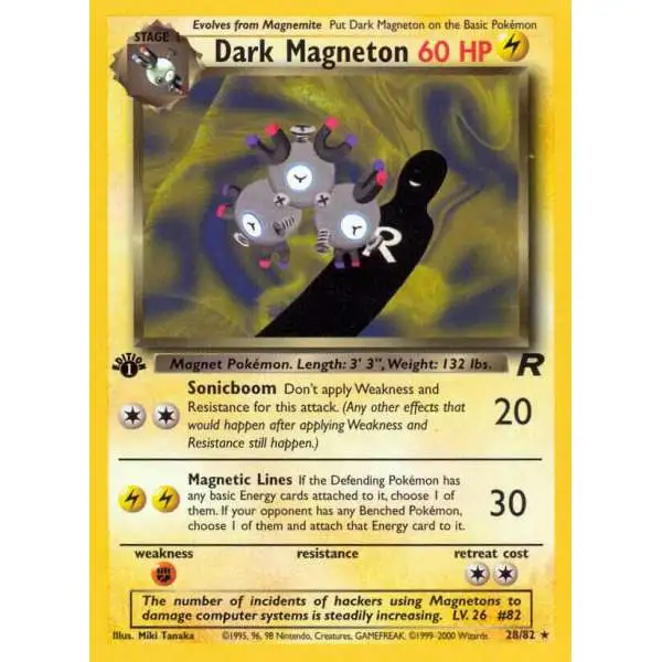 Pokemon Team Rocket Rare Dark Magneton #28 [1st Edition] [Lightly Played]