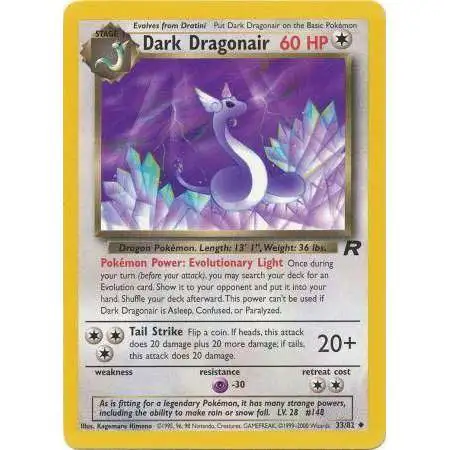 Pokemon Team Rocket Uncommon Dark Dragonair #33 [1st Edition] [Heavily Played]