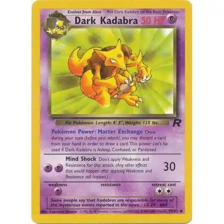 Pokemon Team Rocket Uncommon Dark Kadabra #39 [Damaged]