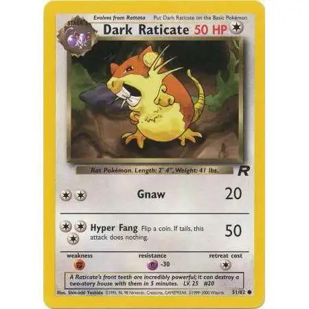 Pokemon Team Rocket Common Dark Raticate #51 [Moderately Played]