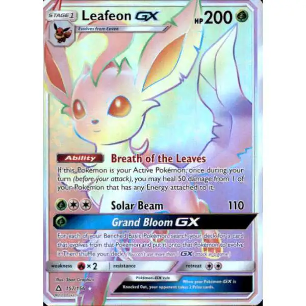 Pokemon Trading Card Game Sun & Moon Ultra Prism Hyper Rare Leafeon GX #157