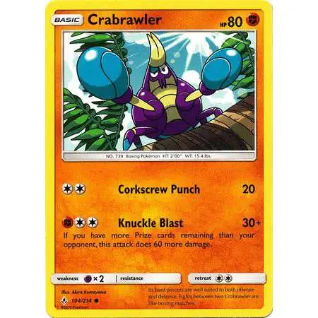 Pokemon Trading Card Game Sun & Moon Unbroken Bonds Common Crabrawler #104