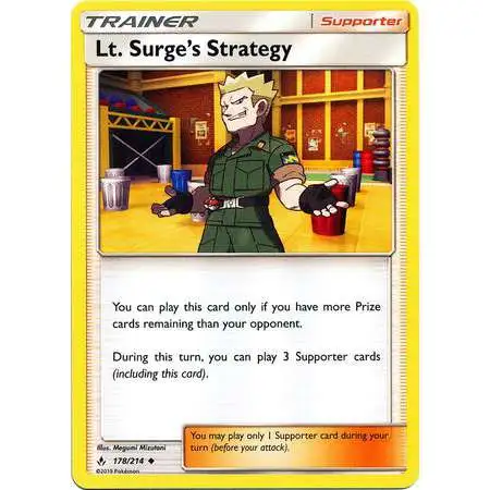 Pokemon Trading Card Game Sun & Moon Unbroken Bonds Uncommon Lt. Surge's Strategy #178