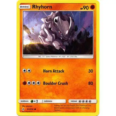 Pokemon Trading Card Game Sun & Moon Unbroken Bonds Common Rhyhorn #93