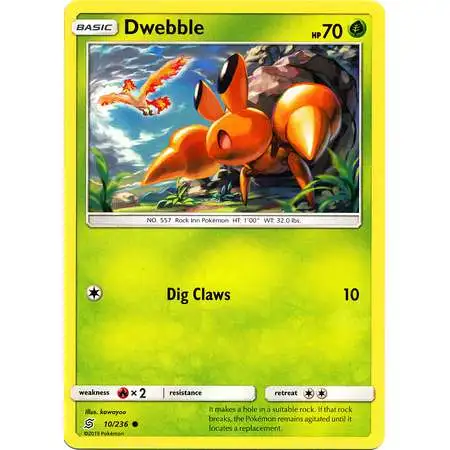 Pokemon Trading Card Game Sun & Moon Unified Minds Common Dwebble #10 [Reverse Holo] [Lightly Played]