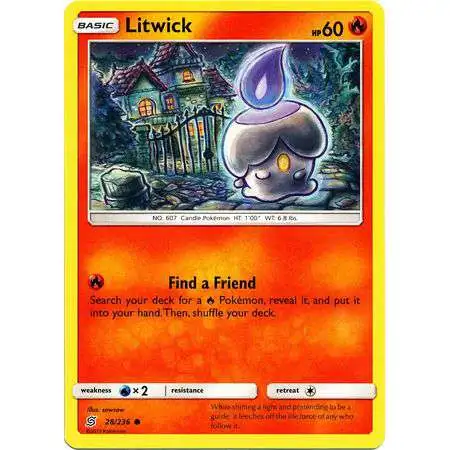 Pokemon Trading Card Game Sun & Moon Unified Minds Common Litwick #28