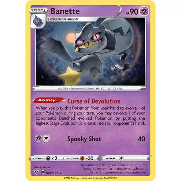 Pokemon Trading Card Game Sword & Shield Vivid Voltage Rare Banette #68