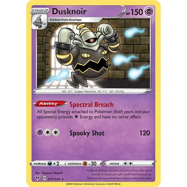 Pokemon Trading Card Game Sword & Shield Vivid Voltage Rare Holo Dusknoir #71