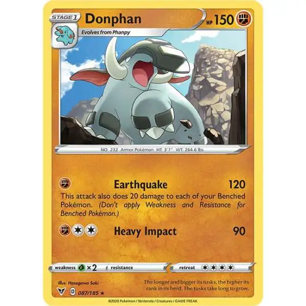 Pokemon Trading Card Game Sword & Shield Vivid Voltage Rare Donphan #87