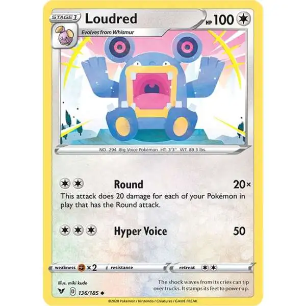 Pokemon Trading Card Game Sword & Shield Vivid Voltage Uncommon Loudred #136
