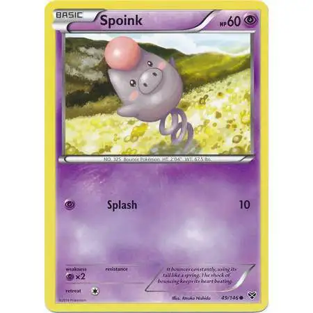 Pokemon Trading Card Game XY Base Set Common Spoink #49 [Reverse Holo] [Moderately Played]
