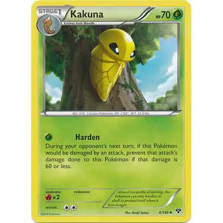 Pokemon Trading Card Game XY Base Set Uncommon Kakuna #4 [Reverse Holo] [Moderately Played]