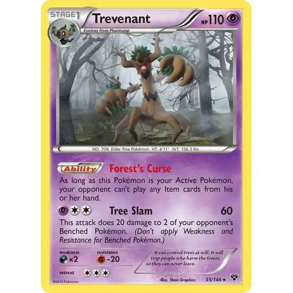 Pokemon Trading Card Game XY Base Set Reverse Holo Trevenant #55
