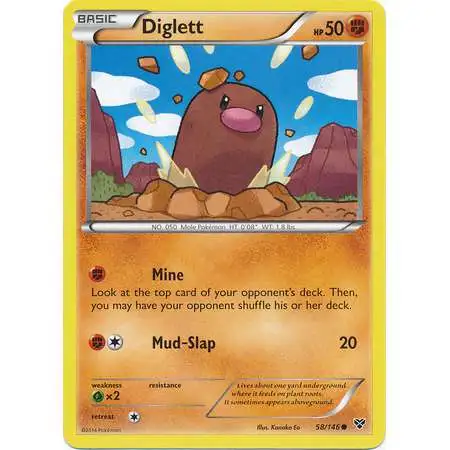 Pokemon Trading Card Game XY Base Set Common Diglett #58 [Reverse Holo] [Moderately Played]