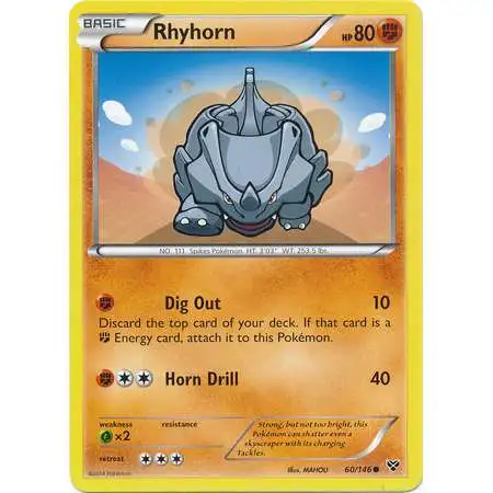 Pokemon Trading Card Game XY Base Set Common Rhyhorn #60