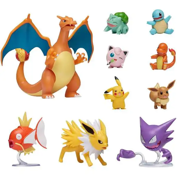 Pokemon Charizard, Haunter, Jolteon, Magikarp, Pikachu, Jigglypuff, Charmander, Bulbasaur, Squirtle & Eevee Exclusive 3-Inch Multi Figure 10-Pack