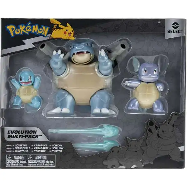 Pokemon Select Squirtle, Wartortle & Blastoise 4-Inch Evolution Figure 3-Pack [Damaged Package]