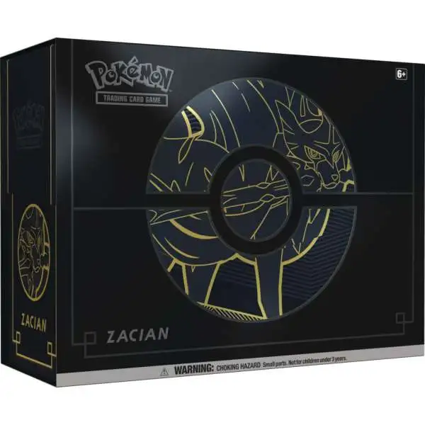 Pokemon Sword & Shield Zacian Elite Trainer Box PLUS [12 Booster Packs, 65 Card Sleeves, 6 Metal Da]