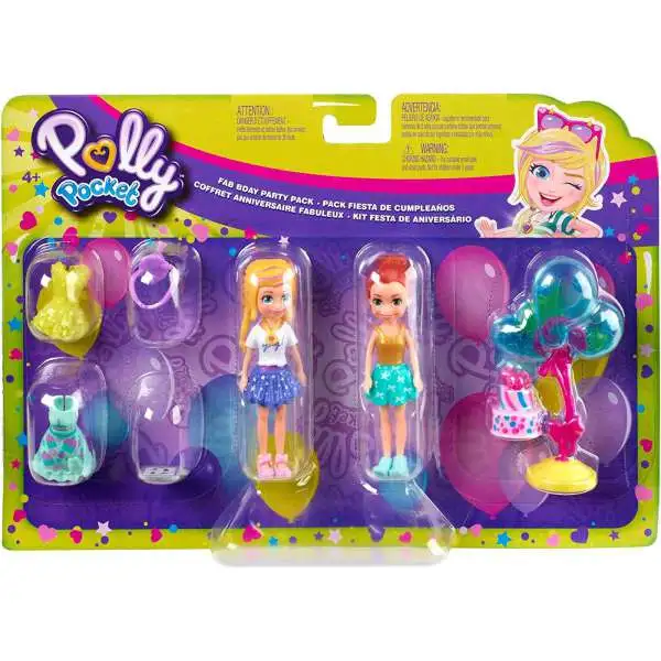 Polly Pocket Fab BDay Party Pack Mini Figure Play Set