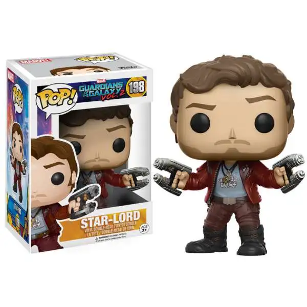 Funko Guardians of the Galaxy Vol. 2 POP! Marvel Star-Lord Vinyl Bobble Head #198 [Mask Off Regular Version, Damaged Package]