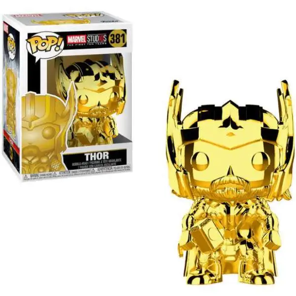 Funko Marvel Studios 10 POP! Marvel Thor Vinyl Bobble Head #381 [Gold Chrome, Damaged Package]