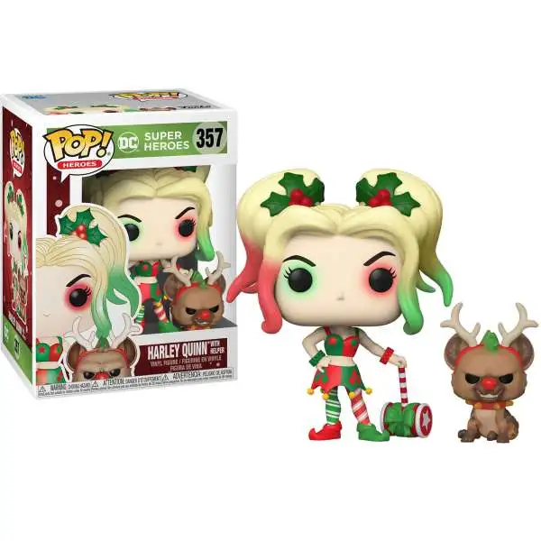 Funko DC Holiday POP! Heroes Harley Quinn with Helper Vinyl Figure #357 [Damaged Package]