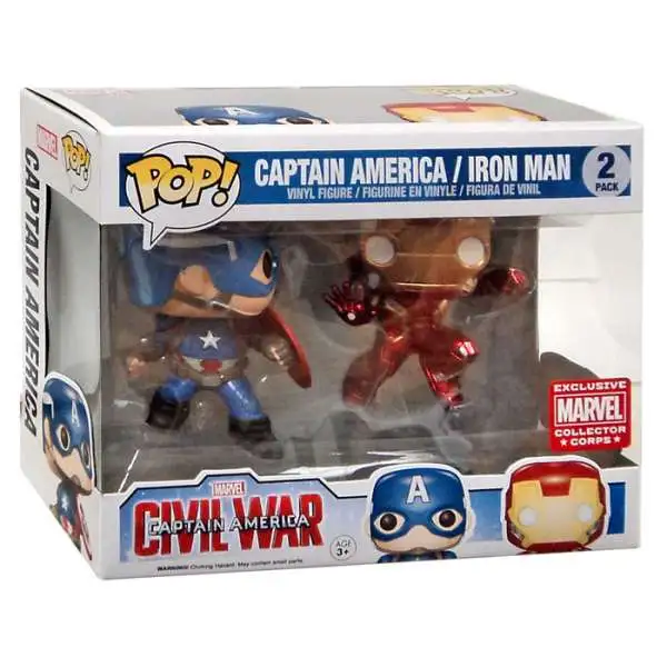 Funko POP! Marvel Captain America & Iron Man Exclusive Vinyl Figure 2-Pack [Damaged Package]