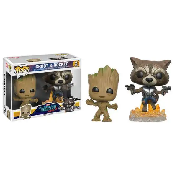 Funko Guardians of the Galaxy Vol. 2 POP! Marvel Groot & Rocket Exclusive Vinyl Bobble Head 2-Pack