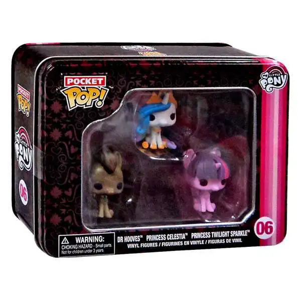 Funko My Little Pony Pocket POP! Dr. Hooves, Princess Celestia & Princess Twilight Sparkle Vinyl Mini Figure Tin 3-Pack #06