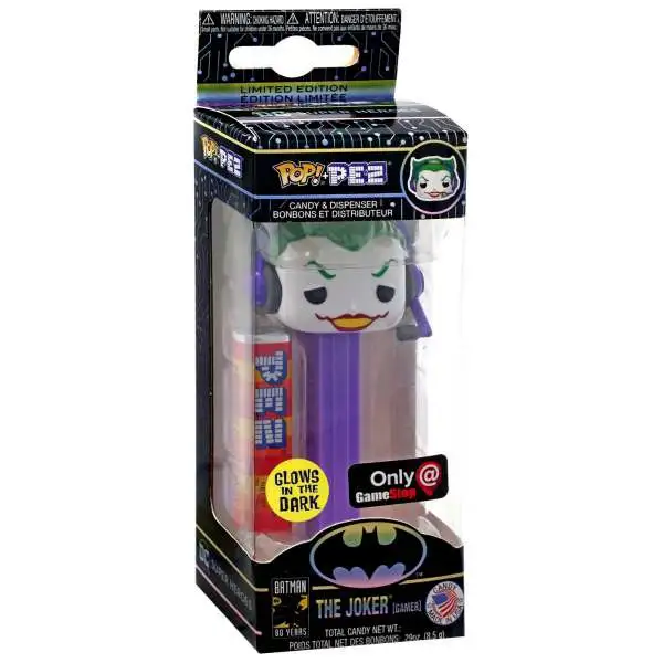 Funko DC Batman 80th POP! PEZ The Joker Exclusive Candy Dispenser [Gamer, Purple, Glow-in-the-Dark]