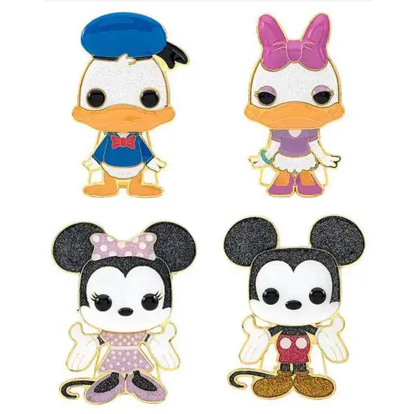 Funko Disney POP! Pin Donald Duck, Daisy Duck, Minnie Mouse & Mickey Mouse Set of 4 Large Enamel Pins
